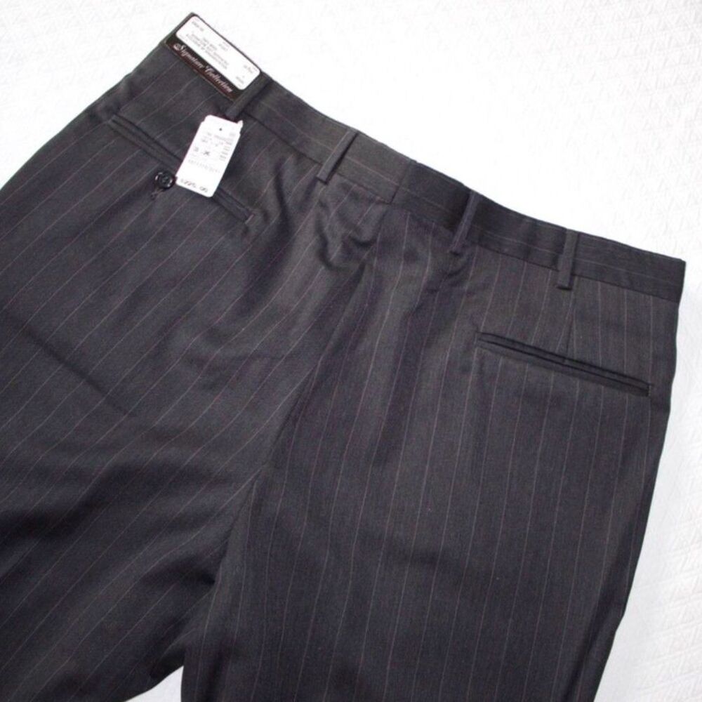 NWT Jos. A Bank 100% Wool Pleated Dress Pants Striped 38 Long $225